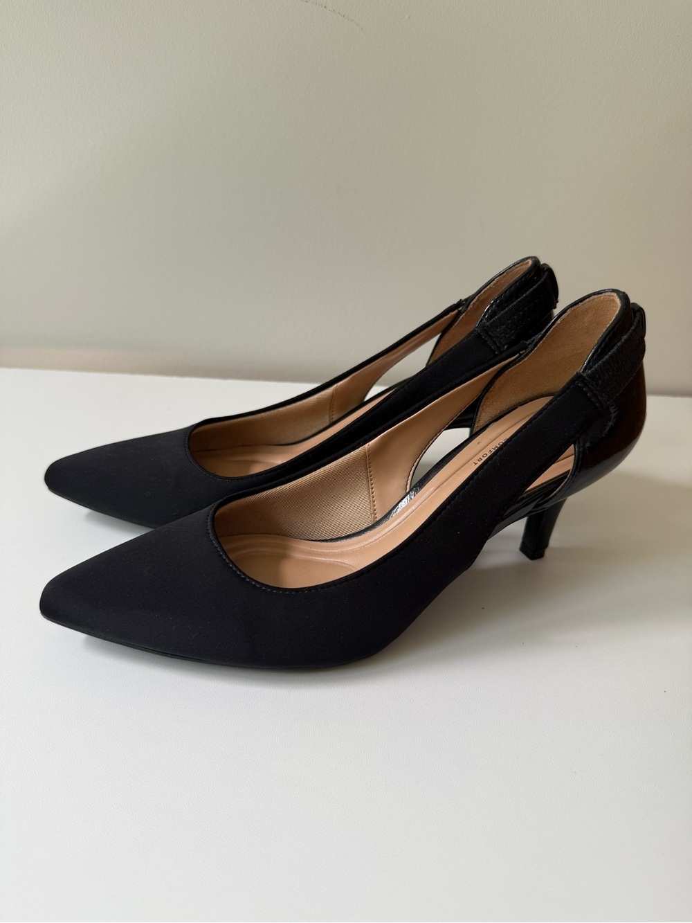 Abella Black Pointed Slingback Heels